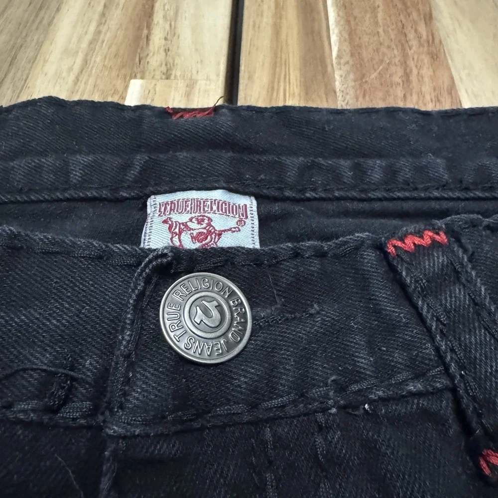 Vintage True Religion Jeans Mens 38x32 Black Red Stitching Billy‎ Super T USA